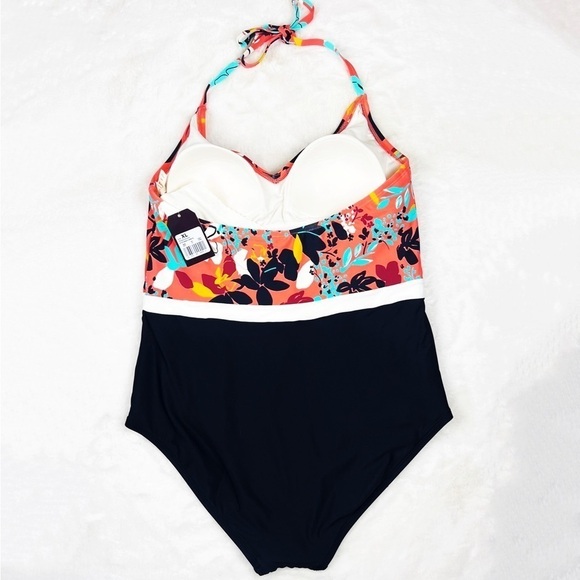 NWT Sea Angel Colorblock Floral Halter One Piece Swimsuit - Picture 5 of 5